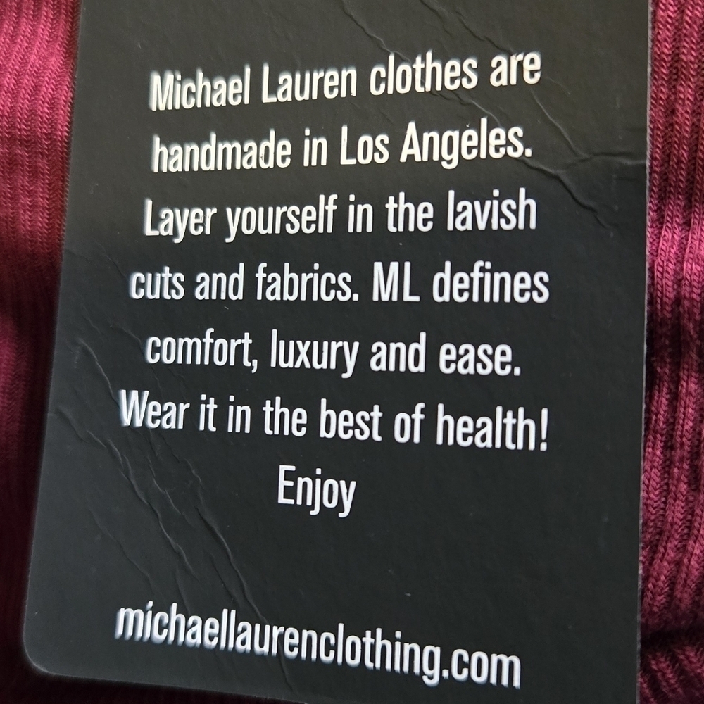 Michael Lauren Ribbed Cutout Tank Top Burgundy Fitted Crop Punk Biker XS NWT - Picture 4 of 9
